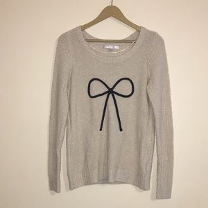LC Lauren Conrad Tan Glitter Ribbon Sweater
